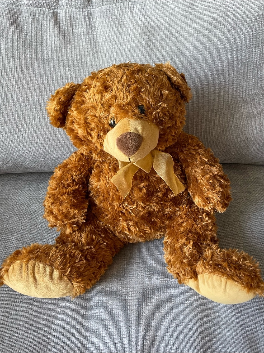 Burton Golden Brown Plush Teddy Bear with Bow